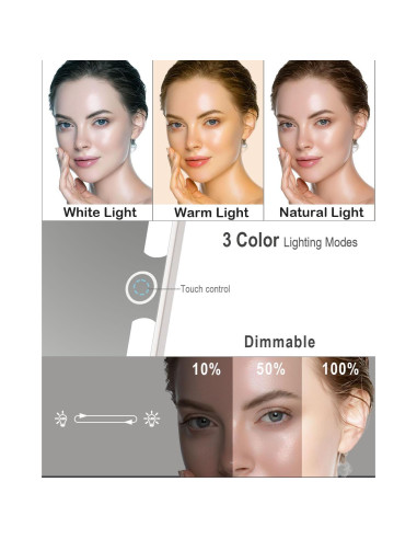 Espejo de Maquillaje LUKYMIRO Iluminado 10X Plegable Blanco