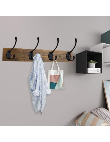 Perchero de pared IBosins con 4 ganchos rústicos negros Perchero de pared IBosins con 4 ganchos rústicos negros