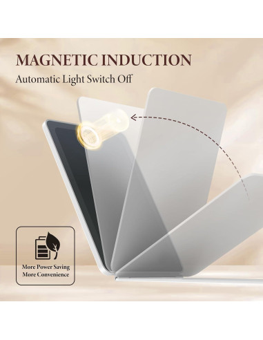 Espejo de Maquillaje Plegable Zemmys 20.32x13.46cm LED Táctil
