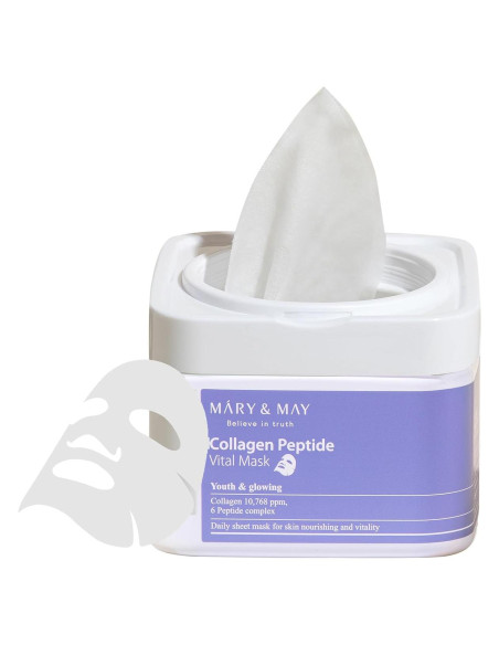 Máscara Vital de Péptidos de Colágeno Mary&May - 30 Hojas Máscara Vital de Péptidos de Colágeno Mary&May - 30 Hojas