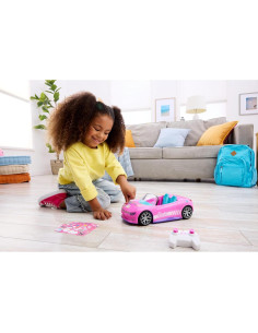 Coche RC Barbie Hot Wheels Convertible Rosa 2 Muñecas 2