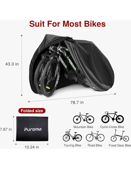 Cubierta de Bicicleta Puroma Impermeable 190T Negra 200.7x71.1 cm Cubierta de Bicicleta Puroma Impermeable 190T Negra 200.7x71.1 cm