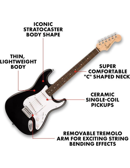 Guitarra Eléctrica Squier Stratocaster Debut Negra 6 Cuerdas Guitarra Eléctrica Squier Stratocaster Debut Negra 6 Cuerdas