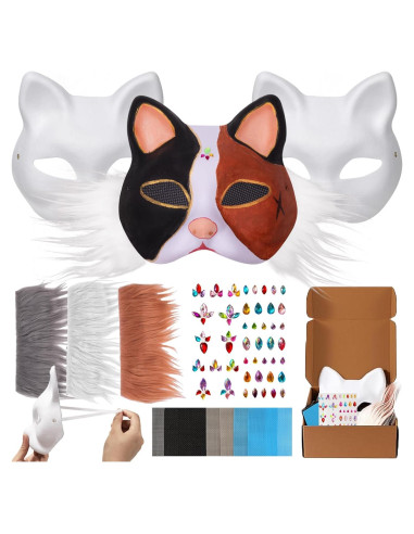 Kit de Máscaras de Gato OPPKIE 3PCS para Pintar y Disfraz