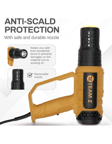 Kit Pistola de Calor Team Z 611A con Estuche y 6 Boquillas