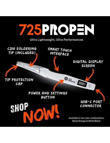 Soldador Digital 725PROPEN USB-C 450C Portátil LCD Soldador Digital 725PROPEN USB-C 450C Portátil LCD