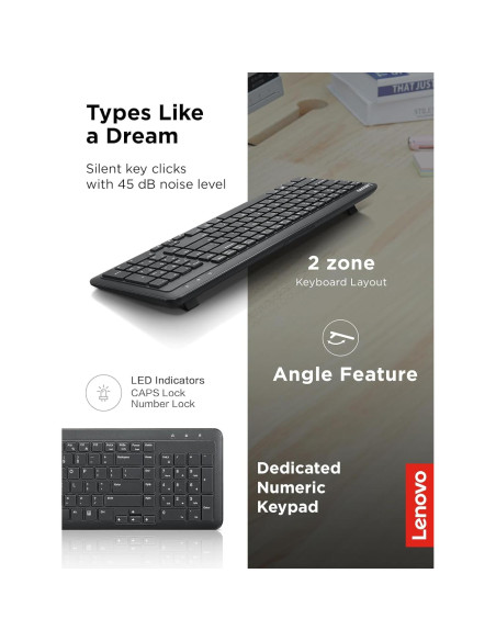 Teclado Inalámbrico Lenovo 300 Compacto con Teclado Numérico Teclado Inalámbrico Lenovo 300 Compacto con Teclado Numérico