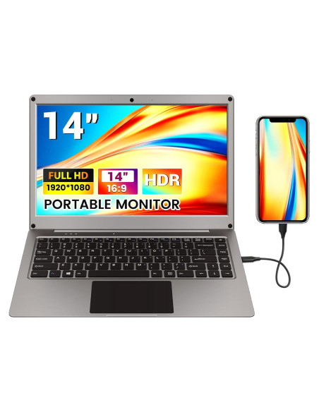 Monitor Portátil CrowView Note 14" FHD 1080P Batería 5000mAh Monitor Portátil CrowView Note 14" FHD 1080P Batería 5000mAh