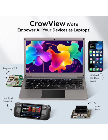 Monitor Portátil CrowView Note 14" FHD 1080P Batería 5000mAh