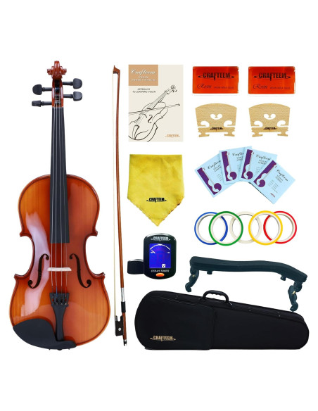 Conjunto de Violín Crafteem 1/4 Madera Sólida Antiguo Brillante Conjunto de Violín Crafteem 1/4 Madera Sólida Antiguo Brillante