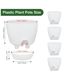 Macetas Autorriego IWNTWY 15cm Juego de 5 Transparentes 2