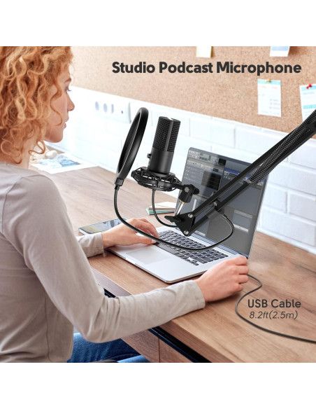 Micrófono USB FIFINE T669 con Soporte y Filtro Antipop Micrófono USB FIFINE T669 con Soporte y Filtro Antipop