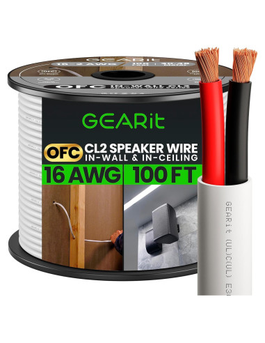 Cable de Altavoz GearIT 16AWG 30m OFC Blanco CL2