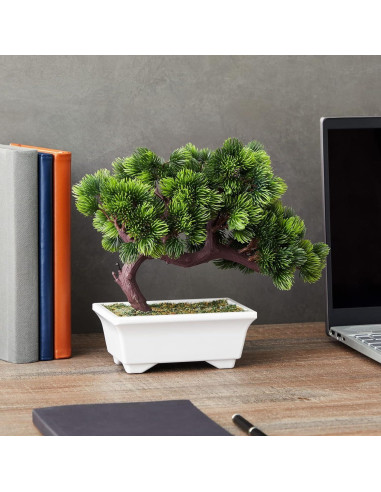 Bonsai Artificial Juvale Pino Japonés en Maceta Blanca