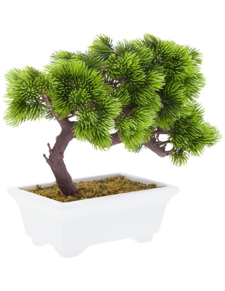 Bonsai Artificial Juvale Pino Japonés en Maceta Blanca Bonsai Artificial Juvale Pino Japonés en Maceta Blanca