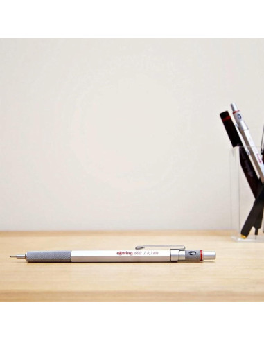Lápiz Mecánico Rotring 600 Plata 0.7 mm Cuerpo Metálico