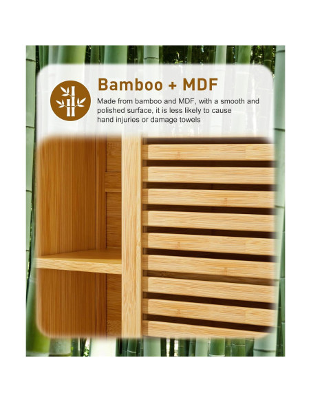 Armario de Baño Cozivolife de Bambú con Barra para Toallas Armario de Baño Cozivolife de Bambú con Barra para Toallas