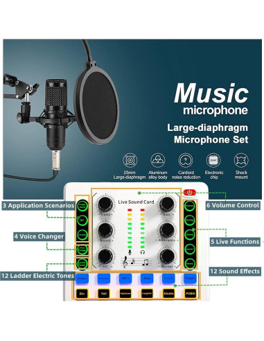 Paquete de Podcast Sktome M8 - Micrófono BM-800 y Brazo
