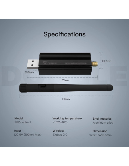 SONOFF Dongle Zigbee 3.0 USB Universal con Antena SONOFF Dongle Zigbee 3.0 USB Universal con Antena