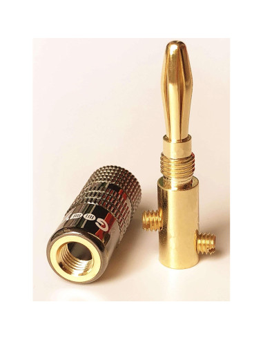 Conectores Banana Goaycer 6 Pares Baño de Oro 24K