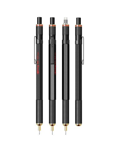Lápiz Mecánico rOtring 800 Retráctil 0.5mm Cuerpo Negro