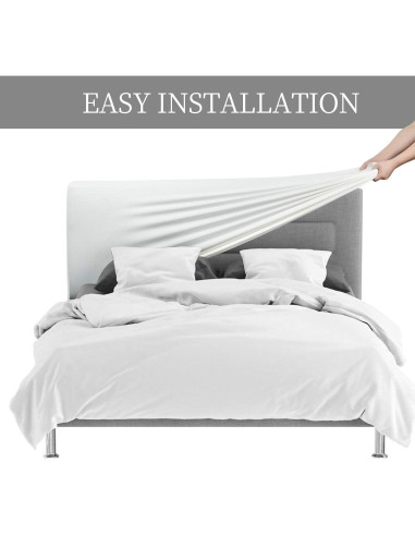 Funda de Cabecera DUJUIKE para Cama Queen, Terciopelo Blanco