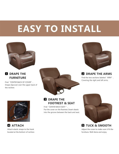 Fundas Sillón Reclinable Molasofa 4 Piezas Lavables Marrón