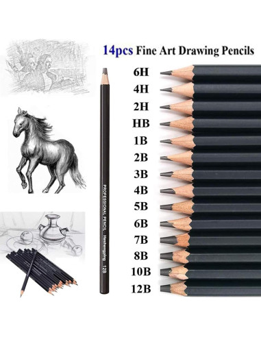 Set de Lápices para Dibujo Heshengping 26 Piezas Profesional