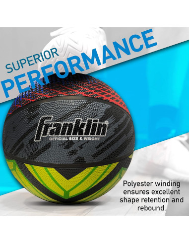 Balón de Baloncesto Franklin Sports Mystic - Tamaño Oficial 74.93 cm - Incluye Bomba