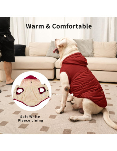 Sudadera para perros Yingxu XS Roja con capucha y forro cálido