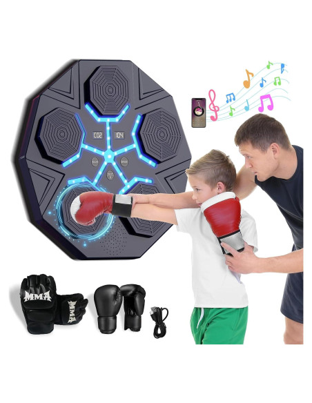 Máquina de Boxeo Musical Glimer con 2 Pares de Guantes Máquina de Boxeo Musical Glimer con 2 Pares de Guantes
