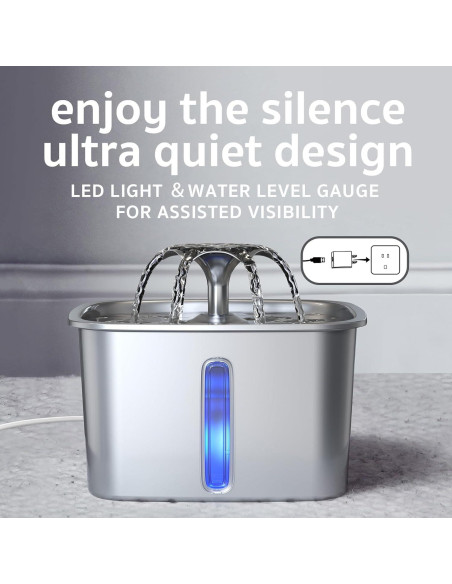 Fuente de Agua Automática Veken 2.8L Acero Inoxidable Plata Fuente de Agua Automática Veken 2.8L Acero Inoxidable Plata