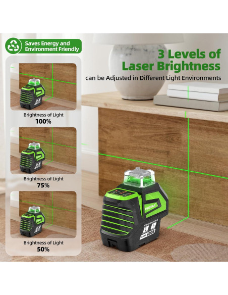 Nivel láser verde Huepar 7211CG autocompensado 360 Nivel láser verde Huepar 7211CG autocompensado 360