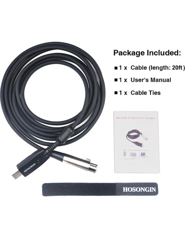 Cable HOSONGIN XLR a USB 6,10 m con DAC para micrófonos