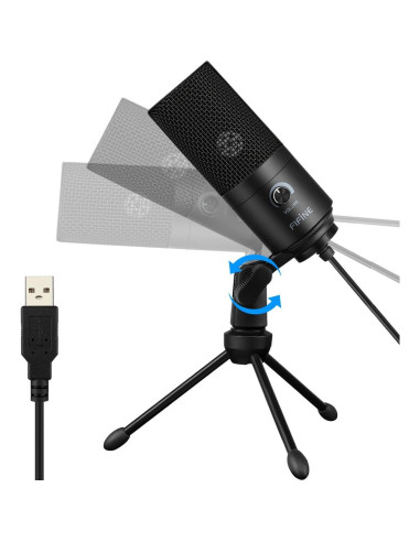 Micrófono USB FIFINE K669B Cardioide para PC y YouTube