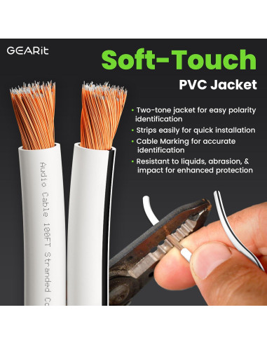 Cable de altavoz GearIT Pro 16AWG 30,48m blanco