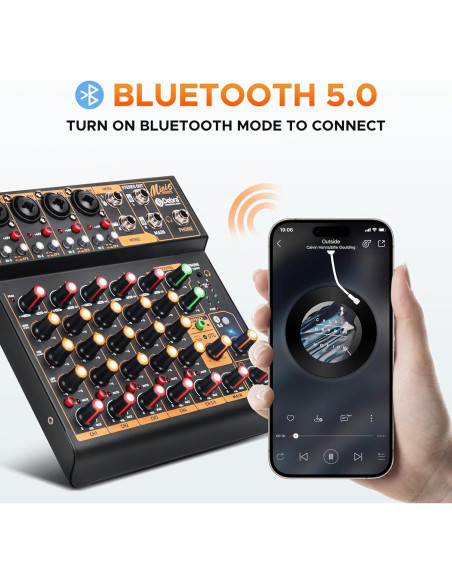 Mezclador de Audio D Debra Mini6 6 Canales USB Bluetooth Mezclador de Audio D Debra Mini6 6 Canales USB Bluetooth