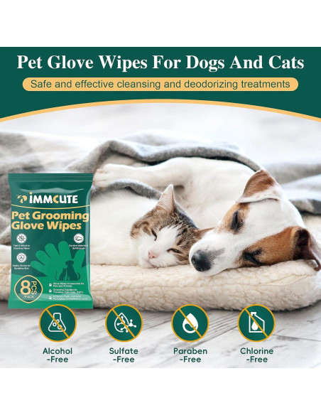 32 Guantes Toallitas para Baño de Mascotas IMMCUTE Sin Fragancia 32 Guantes Toallitas para Baño de Mascotas IMMCUTE Sin Fragancia