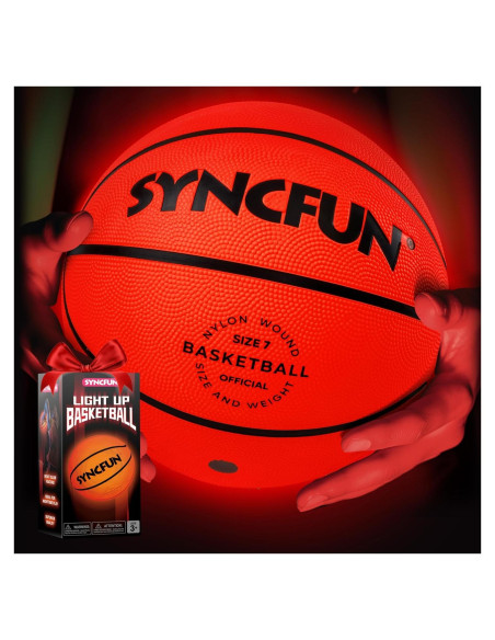 Balón de Baloncesto Iluminado Syncfun Rojo para Niños 3+ Balón de Baloncesto Iluminado Syncfun Rojo para Niños 3+
