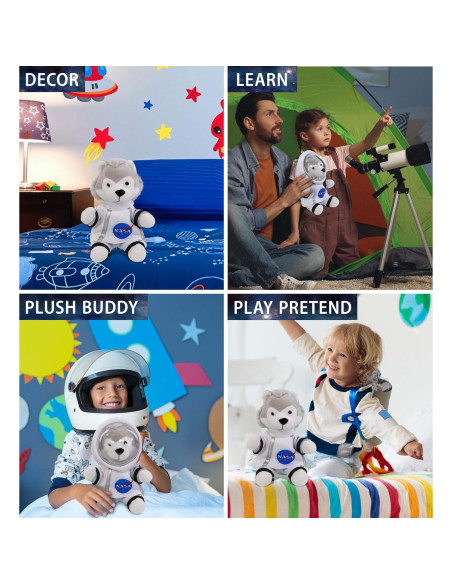 DolliBu Lobo Gris Astronauta de Peluche 15.24 cm Personalizable DolliBu Lobo Gris Astronauta de Peluche 15.24 cm Personalizable