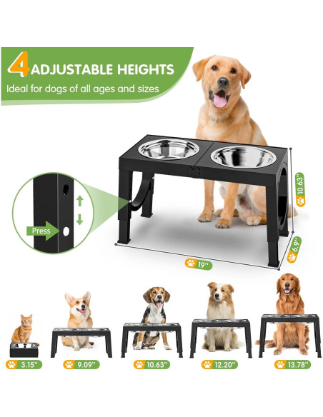 Soporte Elevado para Perros XiaZ Ajustable 4 Alturas Negro Soporte Elevado para Perros XiaZ Ajustable 4 Alturas Negro