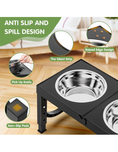 Soporte Elevado para Perros XiaZ Ajustable 4 Alturas Negro