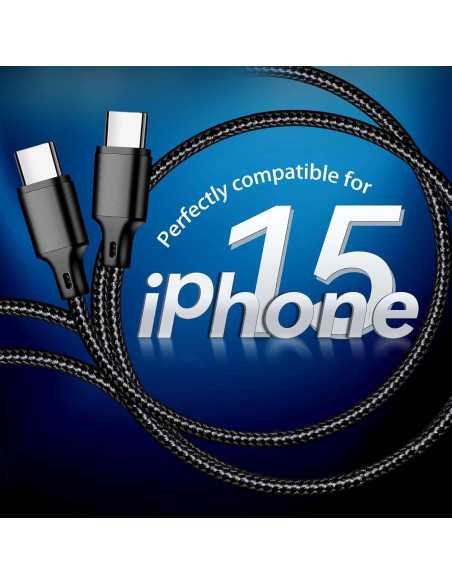 Cable USB C a USB C 60W 2m Longlidie - Carga Rápida Negro Cable USB C a USB C 60W 2m Longlidie - Carga Rápida Negro