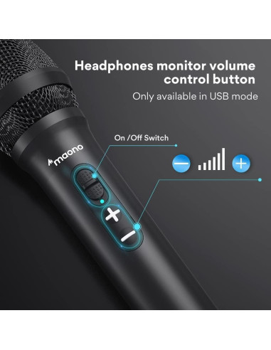 Micrófono Dinámico MAONO HD300T USB/XLR con Soporte y Filtro