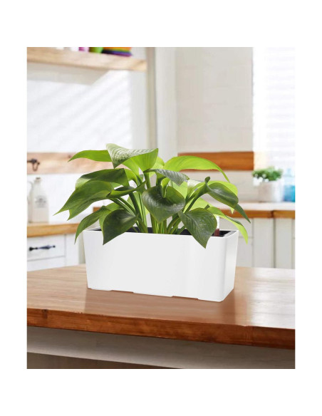 Maceta Rectangular Autorriego SAROSORA 36x15x15 cm Blanca Maceta Rectangular Autorriego SAROSORA 36x15x15 cm Blanca
