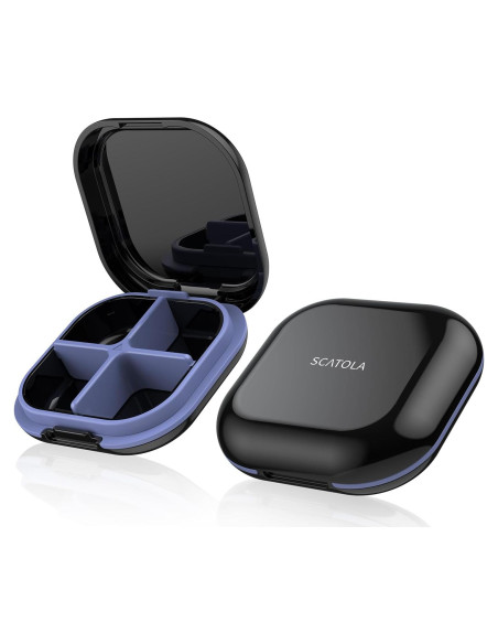 Organizador de Pastillas TecQach Negro 4 Compartimentos Portátil Organizador de Pastillas TecQach Negro 4 Compartimentos Portátil