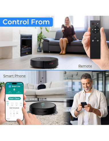 Aspiradora y Mopa Robot SereneLife 700Pa, Control App, Negro