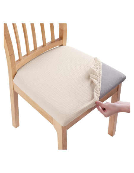 Fundas de Silla Smiry Juego de 4 Beige Elásticas Lavables Fundas de Silla Smiry Juego de 4 Beige Elásticas Lavables