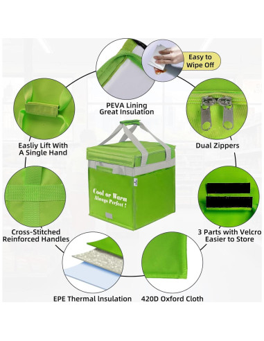 Bolsa de Compras Aislada SKvoen 27L Verde Neón Plegable