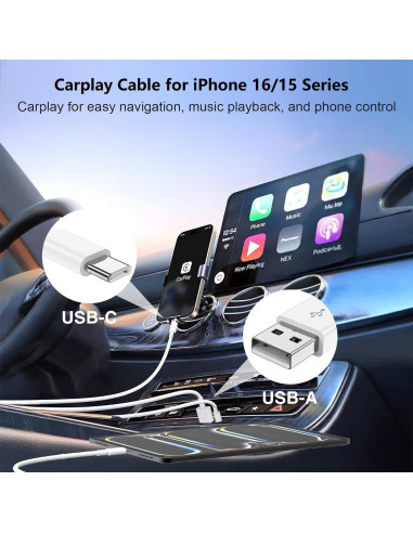 Cargador de coche USB-C 40W con 2 cables para iPhone y Samsung